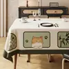 Mantel de Dibujos Animados Divertido Impermeable y a Prueba de Aceite 2025 Lujo Ligero Atmósfera de Alta Gama Rectangular sin Lavado Protector de Mesa