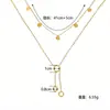 Collar de Acero Inoxidable de Doble Capa con Diseño de Mariposa y Estrella de Nuevo Estilo Transfronterizo para Mujer, Cadena Sencilla de Lujo Ligero para Clavícula con Flor de Amor