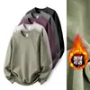 Trendy Men's Autumn and Winter Sweatshirt American Round Neck Pullover Loose Casual Japanese Style Solid Color Fleece Thick Versatile T-Shirt