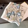 Nuevo Pañuelo Cuadrado Grande de 90 cm, Elegante Pañuelo de Seda Sarga para Mujer, Bufanda Chal de Moda para Primavera y Otoño para Decoración