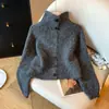 Otoño/Invierno 2026 Nuevo Estilo Coreano Color Sólido Suéter de Punto de Cuello Alto Diseño de Botones Individuales Prendas de Punto Cárdigan Corto Abrigo Mujer
