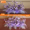 Accesorios de boda Baijie flores de simulación fila de flores decoración de boda diseño de guía de camino de pasarela mesa de flores flor de seda color champán