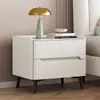 Mesita de noche de madera maciza pizarra cuero lujo ligero, uso doméstico simple, almacenamiento moderno de gama alta para dormitorio, modelo pequeño nuevo
