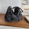 Bolsa de Lona con Lunares de Gran Capacidad Estilo Coreano con Lazo Femenina Versátil para el Trabajo de Hombro Cruzado Bolso Tote para Mujer