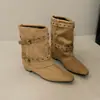 Nuevos Zapatos de Mujer Otoño Invierno Tacón Grueso Botines Botas de Mezclilla para Mujer Botas de Montar Pierna de Pantalón Felpa Hebilla de Cinturón Occidental Punta Cuadrada 2026