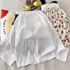 Pijama de Estilo Primavera y Verano con Almohadillas en el Pecho para Mujer, Pantalón de Manga Larga, Conjunto Casual Lindo Estilo Ins para Niñas que se Puede Usar Afuera