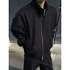 Cardigan Curto Masculino com Gola Alta para Primavera e Outono 2025 Jaqueta com Zíper Retrô Americano Bonita Top de Alta Qualidade Jaqueta Tendência