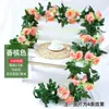 Vime de rosa para pendurar na parede, videira de flor artificial, tubo de água, tubo de ar condicionado, decoração interna de sala de estar, planta de videira de teto