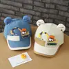 Boné de beisebol infantil, novo chapéu de outono com desenho de urso e escavadeira, boné de veludo cotelê fofo estilo coreano, transfronteiriço
