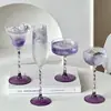 Vaso de Cristal de Tallo Alto con Patrón Espiral Morado Vidrio de Lujo Ligero Copa de Champán Copa de Cóctel Copa para Vino Tinto Copa para Whiskey Venta al por Mayor
