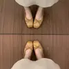 Zapatos Femeninos de Punta Cuadrada y Tacón Bajo Estilo Hada con Lazo Suave 2026 Modelo Nuevo Primavera/Verano Zapatos de Ballet para Fiesta que Aumentan la Altura