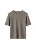 Camiseta base de manga corta con cuello redondo de lana de hilo fino, suave, transpirable, versátil, diseño simple y cómodo, estilo de temperamento diario para otoño e invierno