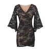 Vestido para Mulheres no Outono Novo Estilo Slim e Sexy Saia Justa ao Quadril Estilo Francês Renda Decote V Manga Sino Três Quartos