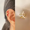 Set de Clip para Oreja Dorado de Nuevo Estilo Transfronterizo Europeo y Americano, Pendientes de Aleación Plateados Creativos Sencillos, Clip para Cartílago de la Oreja