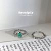 Anillo Qianjin estilo palaiba retro circonita verde micro-incrustado para mujer apilable elegante de alta calidad lujo ligero