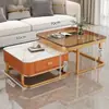 Mesa de Centro de Piedra Sinterizada Sala de Estar Uso Doméstico 2026 Nuevo Lujo Ligero Sensación de Gama Alta Mesa de Mármol Plegable Mesa de Centro Minimalista Apartamento Pequeño