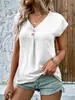 Ropa de mujer de comercio exterior de primavera y verano de 2023. Amazon desea transfronterizo. Nueva camiseta europea y americana de color sólido con hebilla retorcida. Moda de manga corta para mujer.