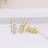 Pacote de ouro 18K True Gold Micro-incrustado com zircônia Cor que não desbota Brincos elegantes e simples All-match Brincos de ouro verdadeiro 9