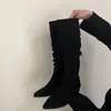 Nuevas Botas Holgadas Retro Francesas Otoño e Invierno 2025, Botas Vaqueras Occidentales, Botas Largas para Mujer, Tacones Altos Gruesos Estilo Coreano