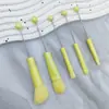 Set de 5 Brochas de Maquillaje con Mango de Metal y Perlas para Bricolaje, Brocha para Rubor, Brocha para Polvo Suelto, Brocha de Cabeza Inclinada para Sombra de Ojos y Cejas, Herramientas de Belleza