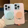 Soporte Giratorio de Bloques de Color Macaron Adecuado para Funda de Teléfono Apple 18 Pro Max, Funda Simple de Gelatina para Chicas 17/16