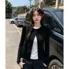 Cárdigan Negro de Dos Piezas Falsas de Manga Larga para Mujer, Otoño/Primavera, Estilo Coreano de Alta Gama, Estilo Perezoso, Adelgazante, Jersey, Top de Nicho
