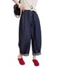 Pantalones de Moda Retro Americano para Mujer Verano 2026 Nuevos Delgados Suaves Elásticos de Mezclilla Cintura Elástica de Mezclilla Acortados de Globo