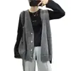 Cardigan suéter de tricô sem mangas, de comprimento médio, com design estiloso, para afinar, de caimento solto, para outono e inverno feminino