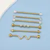 Conjunto de 6 Peças de Brincos Longos de Haste de Aço Inoxidável Mais Vendidos no Exterior, Piercings de Haste para Cartilagem da Orelha, Hastes Longas Estilo Ins para Hélice da Orelha, Duplo Piercing na Orelha, Em Estoque