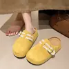 Pantuflas cerradas de suela gruesa para mujer, aptas para usar en exteriores, nuevo modelo de otoño 2026, sin cordones, zuecos de estilo francés Birkenstock de moda