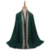 Novo Lenço de Cabeça Decorativo Envolto de Seda Gelada Franzido Bordado com Lantejoulas Moda Malaia Indonésia Renda Lenço de Gaze Feminino