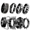 9 Peças de Venda Direta da Fábrica Exagerados Braceletes Masculinos de Couro Sintético, Joias de Pulseira Punk Europeias e Americanas Não Convencionais com Tachas e Rebites