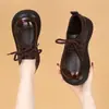 Zapatos de Cuero para Mujer de Suela Gruesa, Punta Redonda, Corte Ajustado, Estilo Retro, Nuevos de Primavera 2026, Mocasines Cómodos que Combinan Bien con Faldas, Zapatos sin Cordones para Mujer