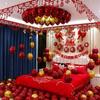 Diseño de sala de bodas, traje de boda con globos, casa nueva, decoración floral, dormitorio de boda, suministros de boda Daquan, mujer y hombre