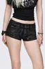 Shorts jeans ultra-curtos de cintura baixa com revestimento escuro desgastado e ilhós metálicos laterais, hot pants para garotas sexy, calças justas punk