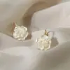 Nuevos Pendientes de Camelia de Lujo Ligero Estilo Francés para Mujer, Pendientes Versátiles de Temperamento Suave y Dulce