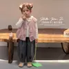 Bola de Arroz Grudento Roupas Infantis 2026 Outono Novo Estilo Crianças Estilo Coreano Gola de Boneca Babado Suéter de Tricô com Costela Vertical