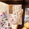 Livro de Adesivos Série Yuxian Mengyuan Tea Talk: Personagens em estilo europeu vintage, flores, bordas e materiais de colagem para journaling