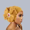 Temsyin Estilo de Moda Nuevo Transfronterizo Turbante Desordenado de Flor de Pedrería Sombrero de Copa Plana Sombrero Africano