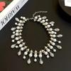 Doce Cool Spice Crystal Gotas de Água Colar de Pérolas Mulheres Retro Fine Heavy Industry Sexy Tassel Clavícula Cadeia Trendy Atacado