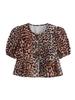 Comércio Exterior Transfronteiriço Atacado Feminino 2024 Novo AliExpress ZRA em estoque top estampado de leopardo com cadarço