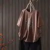 Camiseta Estampada com Letras de Desenho Nova de Verão para Mulheres, Gola Redonda, Caimento Solto, Versátil, Rejuvenescedora, Blusa Casual Fina para Atacado