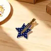 Pinza para el Cabello con Bandera Americana Transfronteriza, Pasador con Forma de Corazón y Estrella para el Día de la Independencia, Pinza de Tiburón para Recogido en la Parte Trasera de la Cabeza, Accesorio para el Cabello Festivo