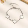 Pulsera de Acero de Titanio de Doble Capa con Trébol de Cuatro Hojas, Superventas Transfronteriza, Joyería de Acero Inoxidable de Alta Gama, Estilo Ins Europeo y Americano
