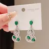 Brincos de Agulha de Prata Estilo Leve de Luxo Zircônia Vazada Forma de Abóbora Gota d'Água Nova Moda Chinesa Temperamento Nicho Brincos de Alta Qualidade para Mulheres