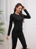 Novo Top de Manga Longa com Gola Redonda Feminino Alpha Amazon Outono e Inverno Europeu e Americano Elástico Justo Camiseta Esportiva para Yoga