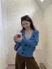 Casaco-suéter gola alta estilo coreano para mulheres, coleção de outono, novidade, caimento solto, acinturado, emagrecedor, elegante, top de tricô curto