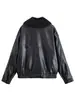 Venta al por mayor transfronteriza 2025 Nuevo estilo de otoño Chaqueta de cuero PU estilo ropa de trabajo urbana personalizada con cuello de piel para mujer 434178