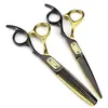 Tijeras de Peluquería de Lujo Negro Dorado Alemán de 6.0 pulgadas, Tijeras para Cortar el Cabello, Tijeras Planas, Tijeras para Flequillo, Tijeras Deslizantes