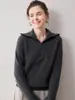Nuevo suéter 100% cachemira pura para mujer 2026, con media cremallera, cuello alto, tejido de punto, capa base versátil de corte holgado para otoño e invierno